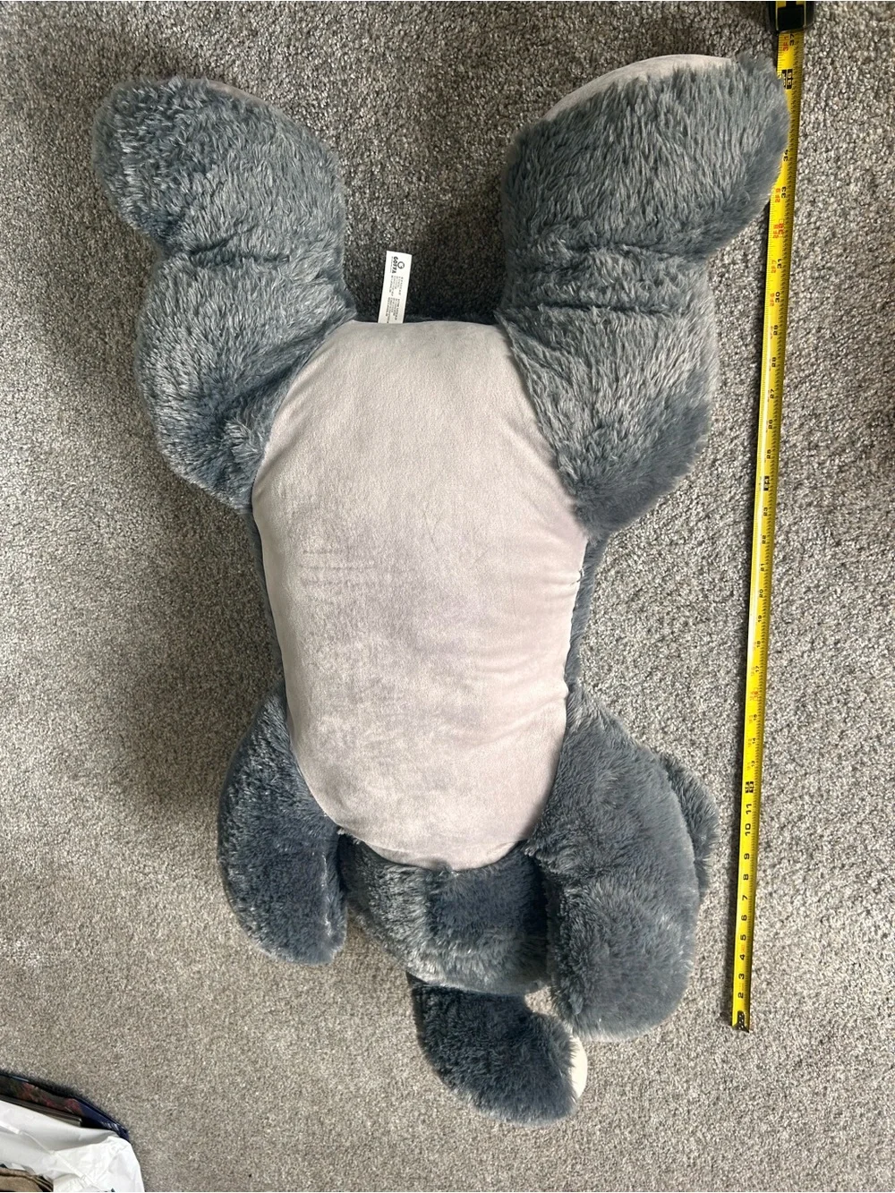 3 Foot Gray Plush Elephant Decorative Pillow Buddy